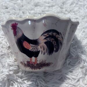 Tabletops Unlimited Calderone melamine Rooster bowl scalloped edges make offer